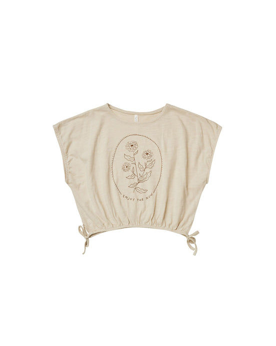 Rylee + Cru - Enjoy The Now Cropped Cinched Tee - Natural