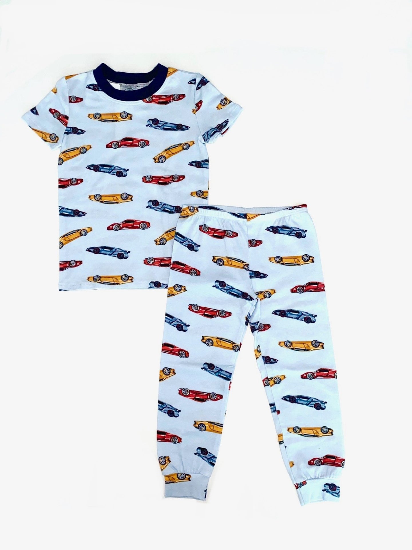 Esme - Race Cars Short Sleeve Crew Top & Pants Pajama Set