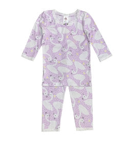 Esme - Girls 3/4 Sleeve Top/Leggings Pajamas - Lavender Swan