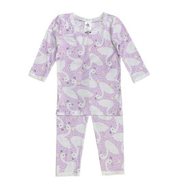 Esme - Tweens 3/4 Sleeve Top/Leggings Pajamas - Lavender Swan