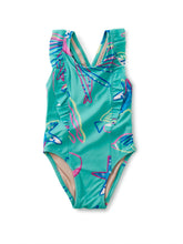 Load image into Gallery viewer, Tea Collection - One-Piece Ruffle Baby Swimsuit - Caribbean Reef In Teal