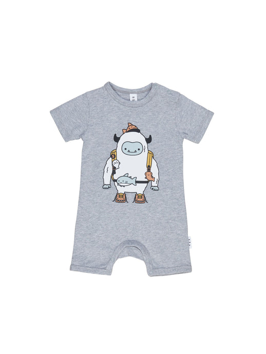 Huxbaby - Organic Yeti Short Romper - Grey Marle