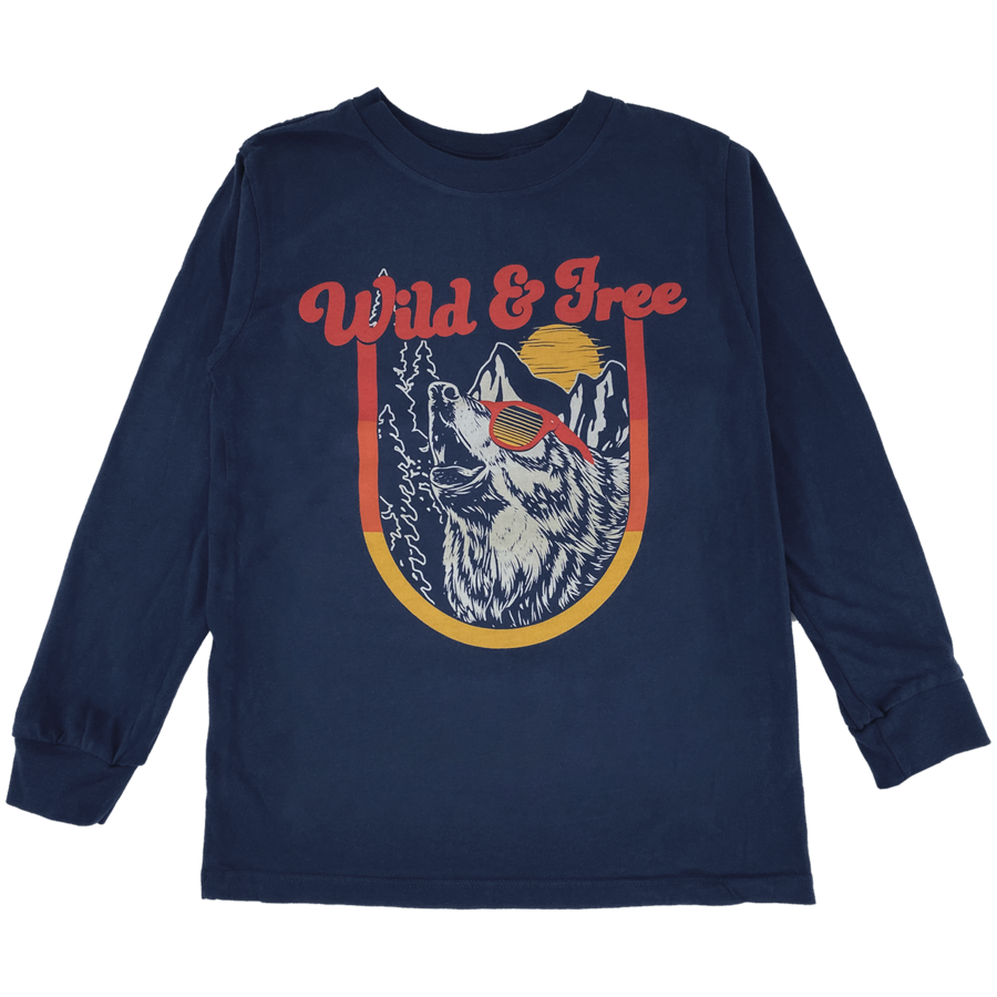 Tiny Whales - Wild and Free Long Sleeve Tee - Navy