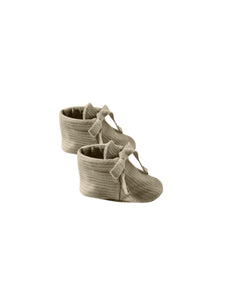 Ribbed Baby Booties - Olive