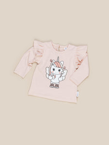 Huxbaby - Organic Fairy Unicorn Frill Top - Peach