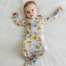 Load image into Gallery viewer, Little Sleepies - Dusty Mauve Fall Leaves Bamboo Viscose Infant Knotted Gown