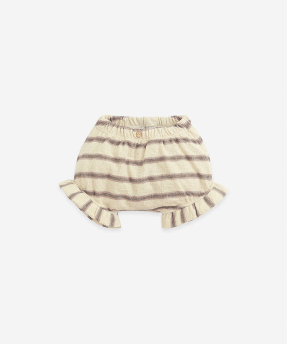 Play Up - Cotton Striped Frill Shorts - Pinha