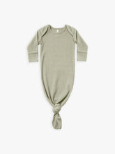 Load image into Gallery viewer, Quincy Mae - Organic Ribbed Knotted Baby Gown - Sage