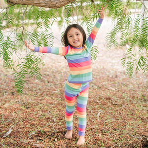 Sweet Bamboo - Big Kid Pj's Long Sleeve Top/Long Pant - Rainbow Stripe
