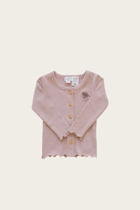 Jamie Kay - Organic Fine Rib Cardigan - Rose Ash