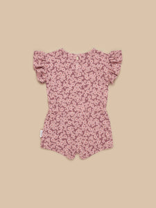 Huxbaby - Organic Flower Bear Frill Playsuit - Dusty Plum