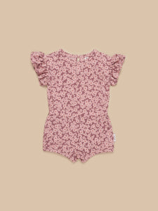 Huxbaby - Organic Flower Bear Frill Playsuit - Dusty Plum