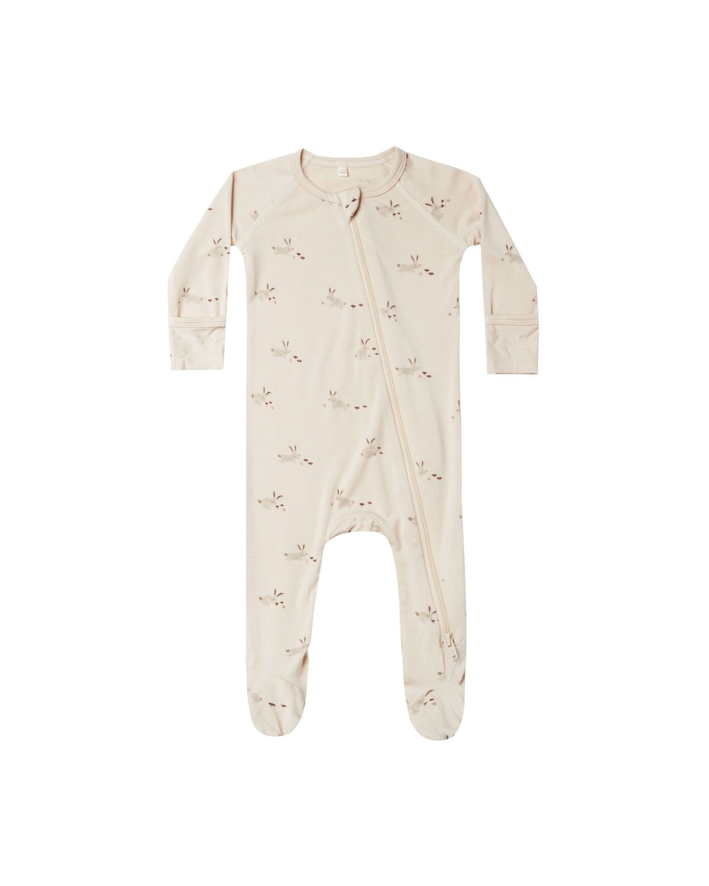 Quincy Mae - Bunnies Bamboo Zip Footie - Natural