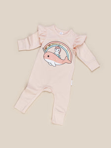 Huxbaby - Organic Sea Friends Frill Romper - Peach