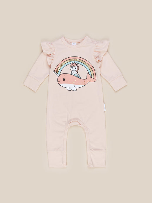 Huxbaby - Organic Sea Friends Frill Romper - Peach