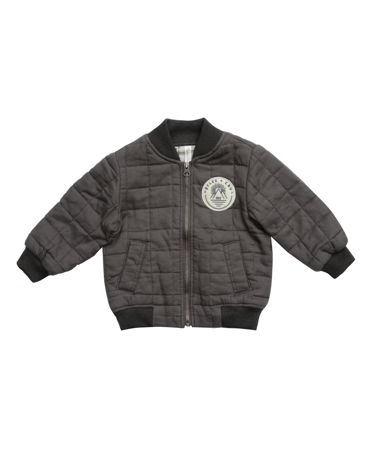 Rylee + Cru - Charcoal Quilted Bomber Jacket - Charcoal