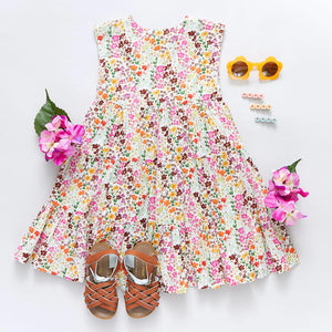 Pink Chicken - Girls Rue Dress - Multi Ditsy Floral