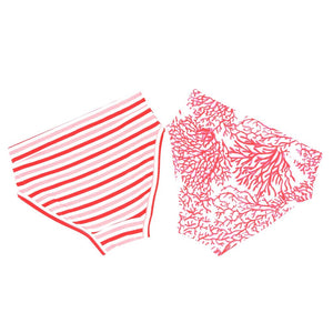 Sweet Bamboo - Girl's Underwear 2 Piece Set - Strawberry & Pink Stripe/Red Coral