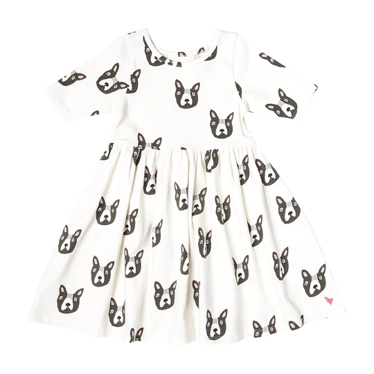 Pink Chicken - Girls Organic Steph Dress - Boston Terrier