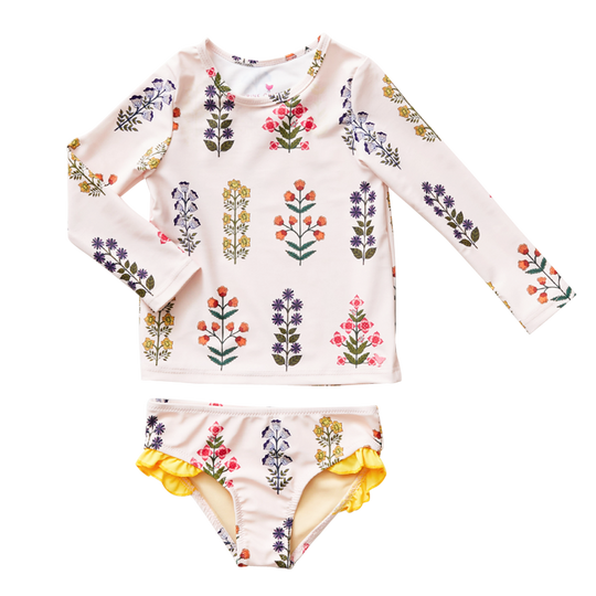 Pink Chicken - Rash Guard Set - Strawberry Cream Field Floral