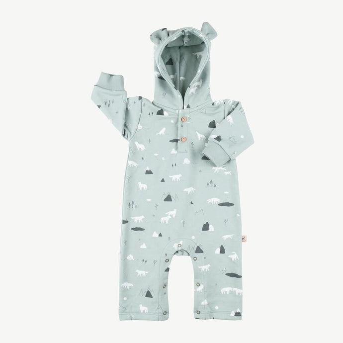 Guardian Wolves Bear French Terry Jumpsuit - Gray Mist