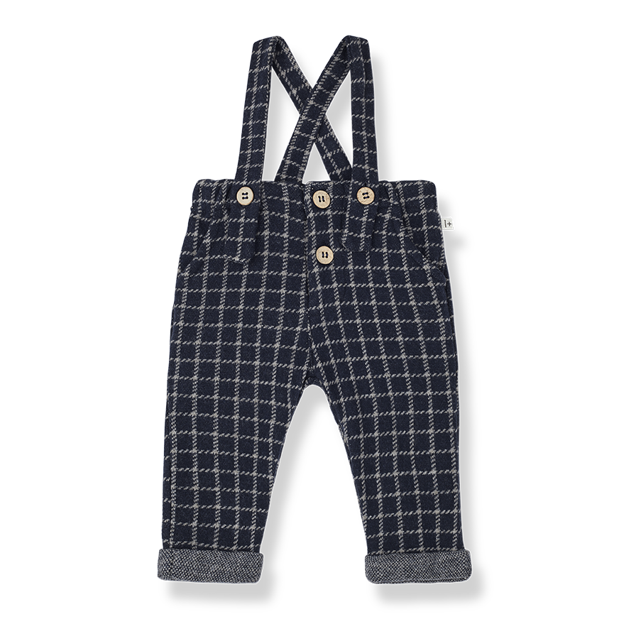 1 + in the family - Hendric Plaid Suspender Pants - Navy