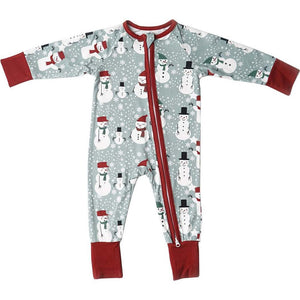 Emerson and Friends - Snowpeople Holiday Bamboo Convertible Romper Sleeper Pajama