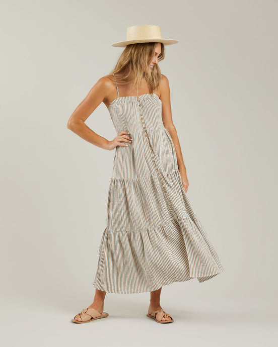 Rylee + Cru - Women's Tiered Maxi Dress - Nautical Stripe