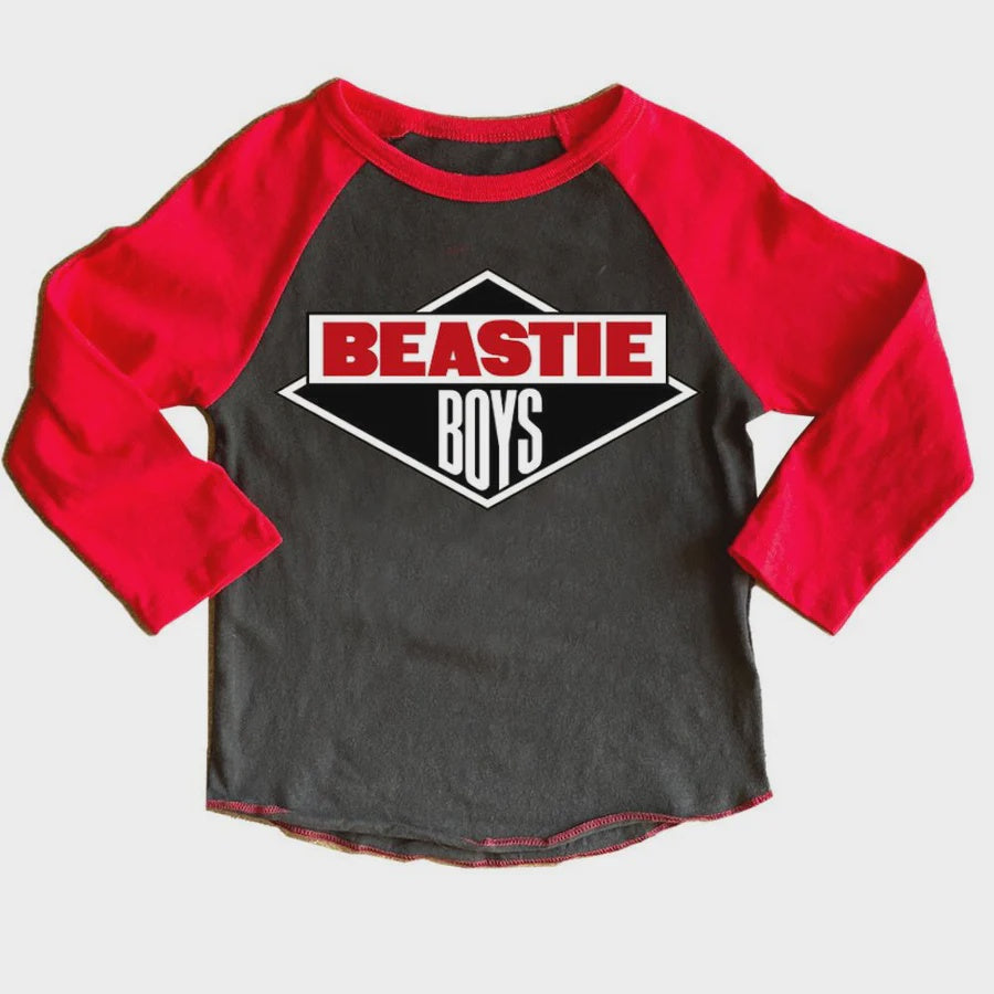 rowdy sprout - Beastie Boys Recycled Raglan Tee - Off Black / Red