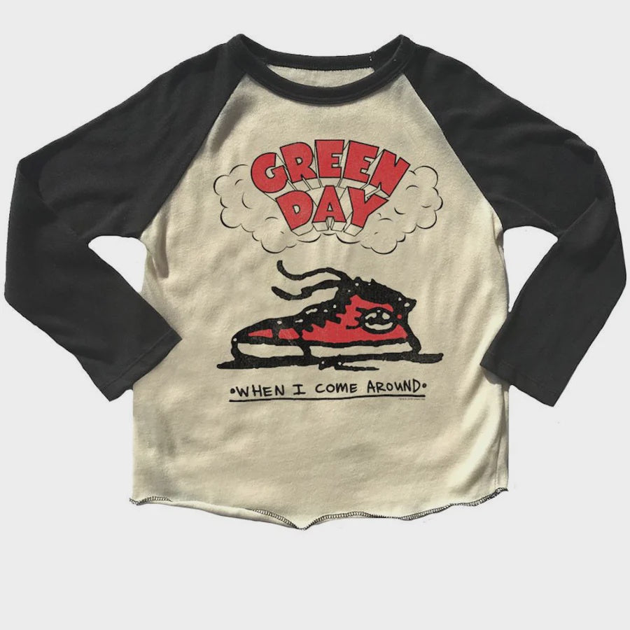 rowdy sprout - Green Day Recycled Raglan Tee - Cream / Jet Black