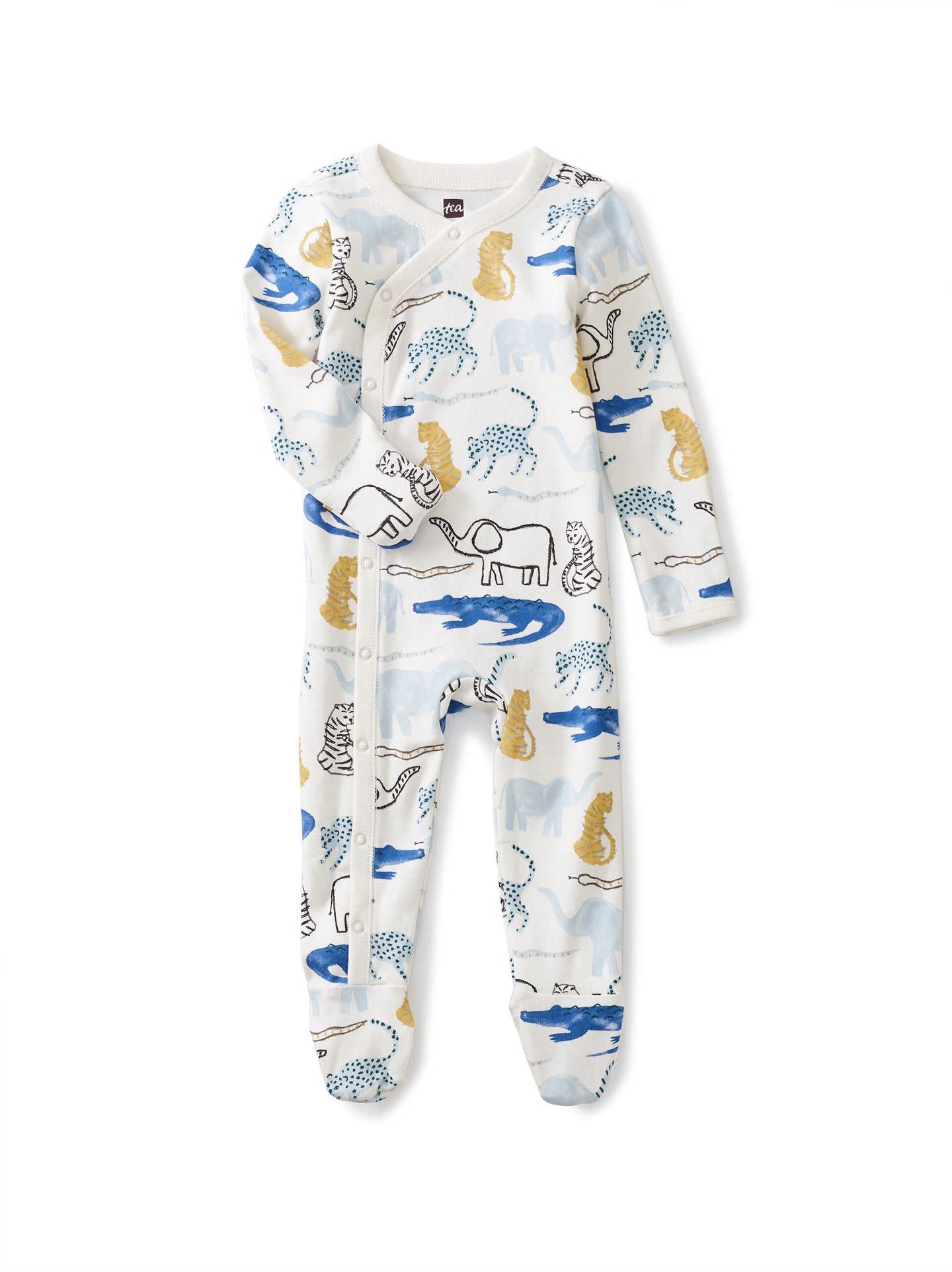 Tea Collection - Footed Baby Romper - Printed Jungle Animals