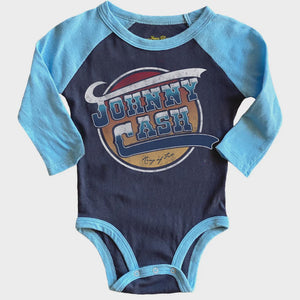 Rowdy Sprout - Johnny Cash Recycled Raglan  Onesie - Moody Blue