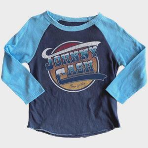 Rowdy Sprout - Johnny Cash Recycled Raglan Tee - Moody Blue