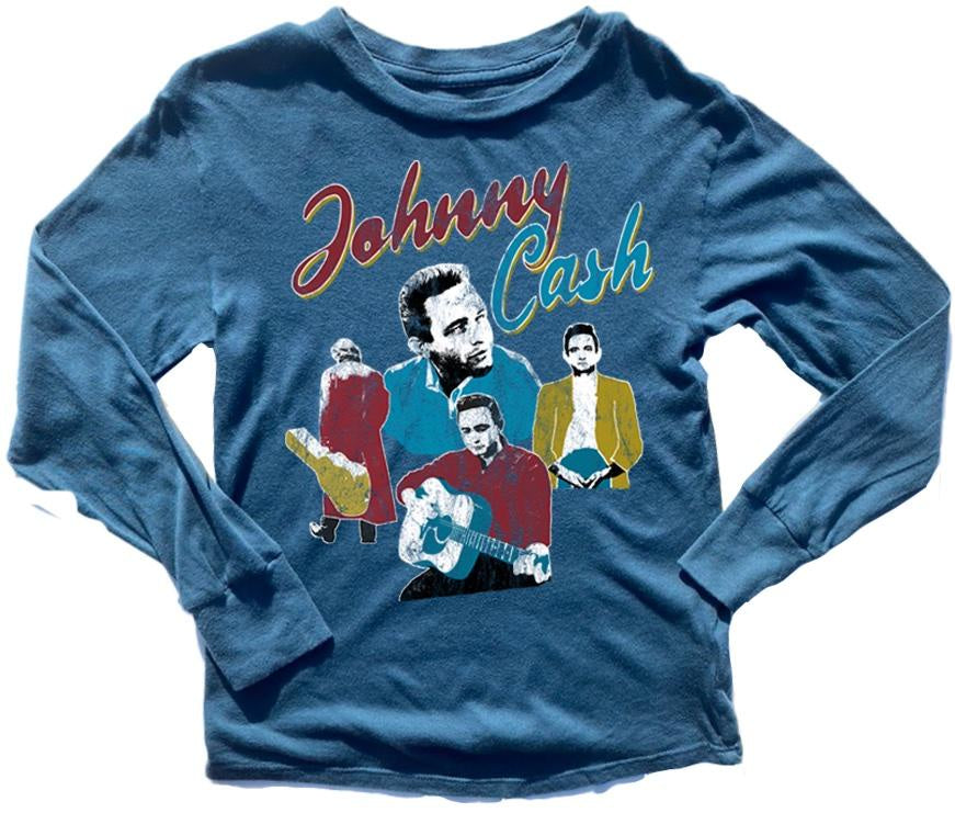Rowdy Sprout - Johnny Cash Long Sleeve Tee - Totally Teal