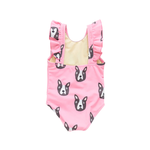 Pink Chicken - Baby Girls Katniss Suit - Pink Boston Terrier