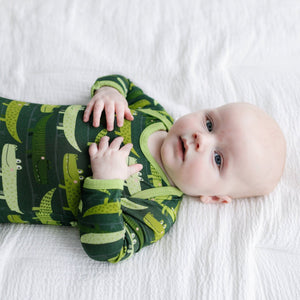 Little Sleepies - Green Crocodiles Bamboo Viscose Infant Knotted Gown