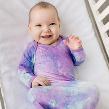 Load image into Gallery viewer, Little Sleepies - Purple Watercolor Infant Knotted Gown