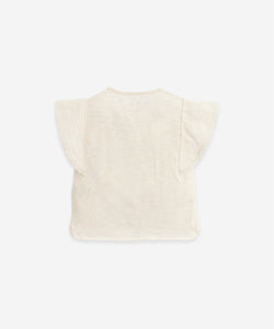 Play Up - Organic Cotton Lace Trim Tee - Dandelion