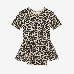 Posh Peanut - Lana Leopard Tan - Short Sleeve Twirl Skirt Bodysuit