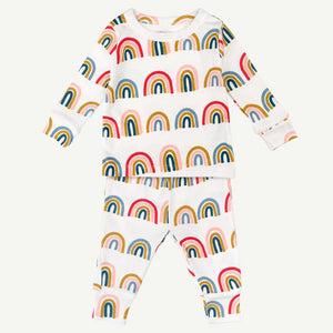 Oliver & Rain Organic Rainbow Print 2 Pc. Pajamas