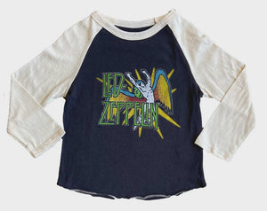 Rowdy Sprout - Led Zeppelin Recycled Raglan Tee - Off Black / Cream