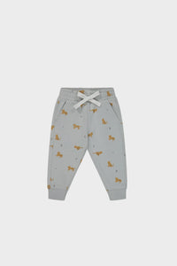 Organic Cotton Jalen Track Pant - Lenny Leopard Ocean Spray