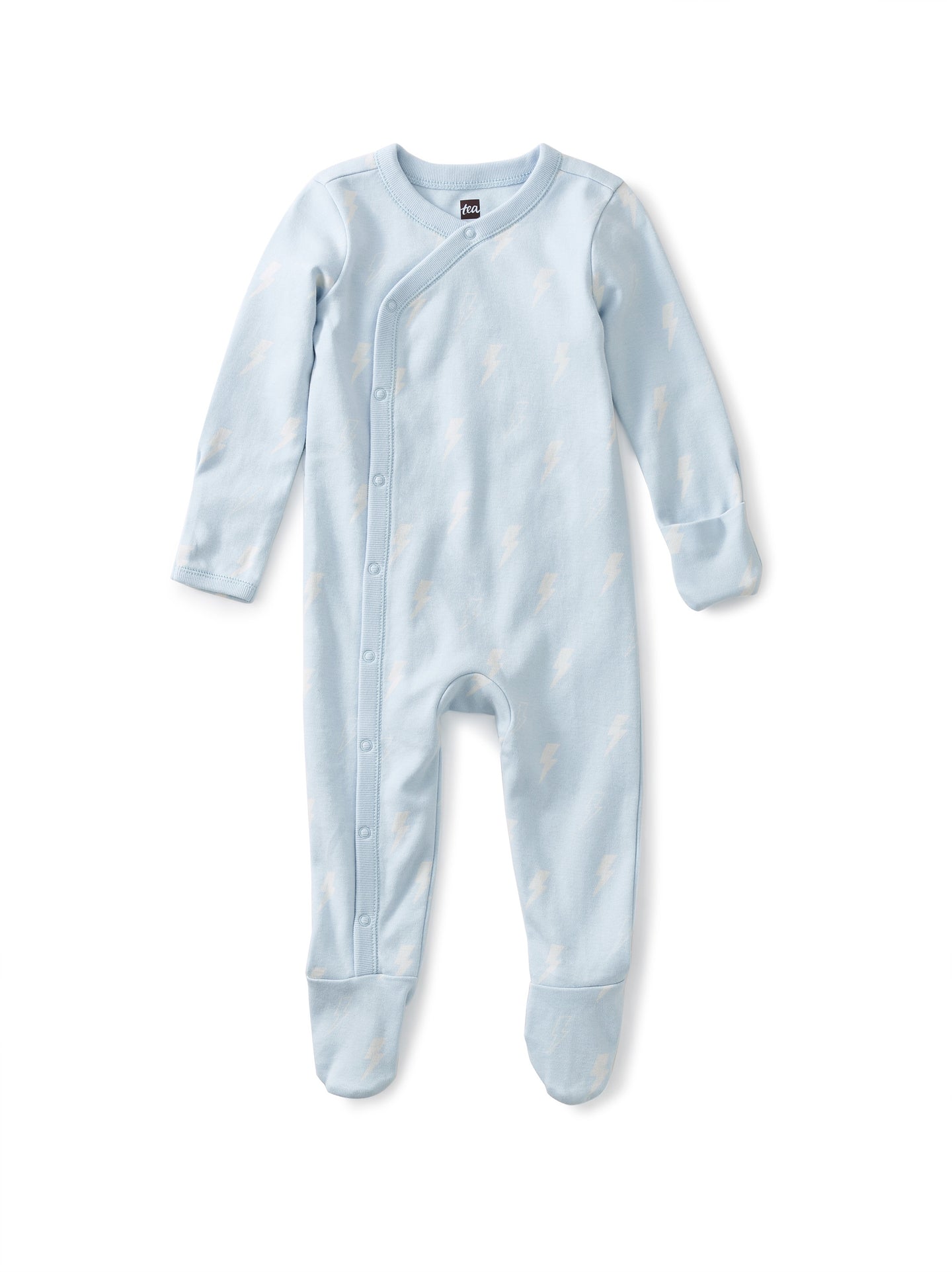 Tea Collection - Footed Baby  Romper - Lightning Bolts In Light Blue