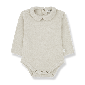 Lourdes Collared Bodysuit - Oatmeal