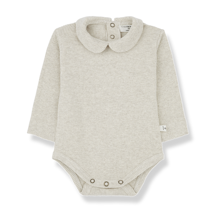 Lourdes Collared Bodysuit - Oatmeal