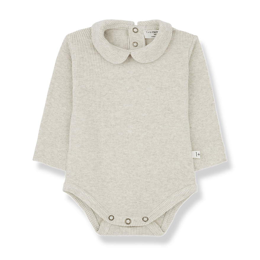Lourdes Collared Bodysuit - Oatmeal