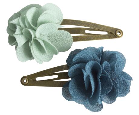 Maileg - Hair Clips Fluffy Flower 2pc - Aqua
