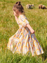 Load image into Gallery viewer, Tea Collection - Tiered Midi Dress - Over the Rainbow in Soft Gold
