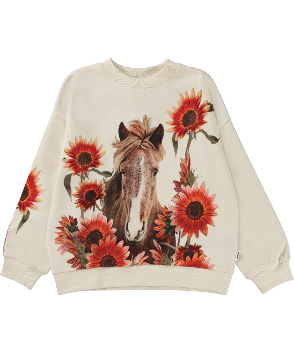 Molo - Organic Mika Sweatshirt - Red Sunflowers