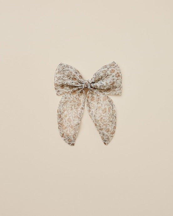 Noralee - Mocha Floral Oversized Bow - Ivory